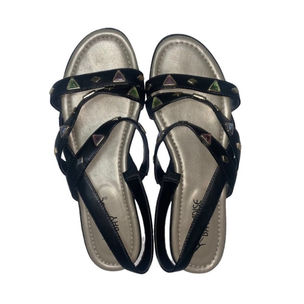 Paradise Bay Jewel Studded Strappy‎ Wedge Sandals Women’s 8 US